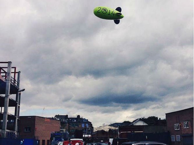 Aphex Twin: A flying blimp was seen flying all over London emblazoned with 